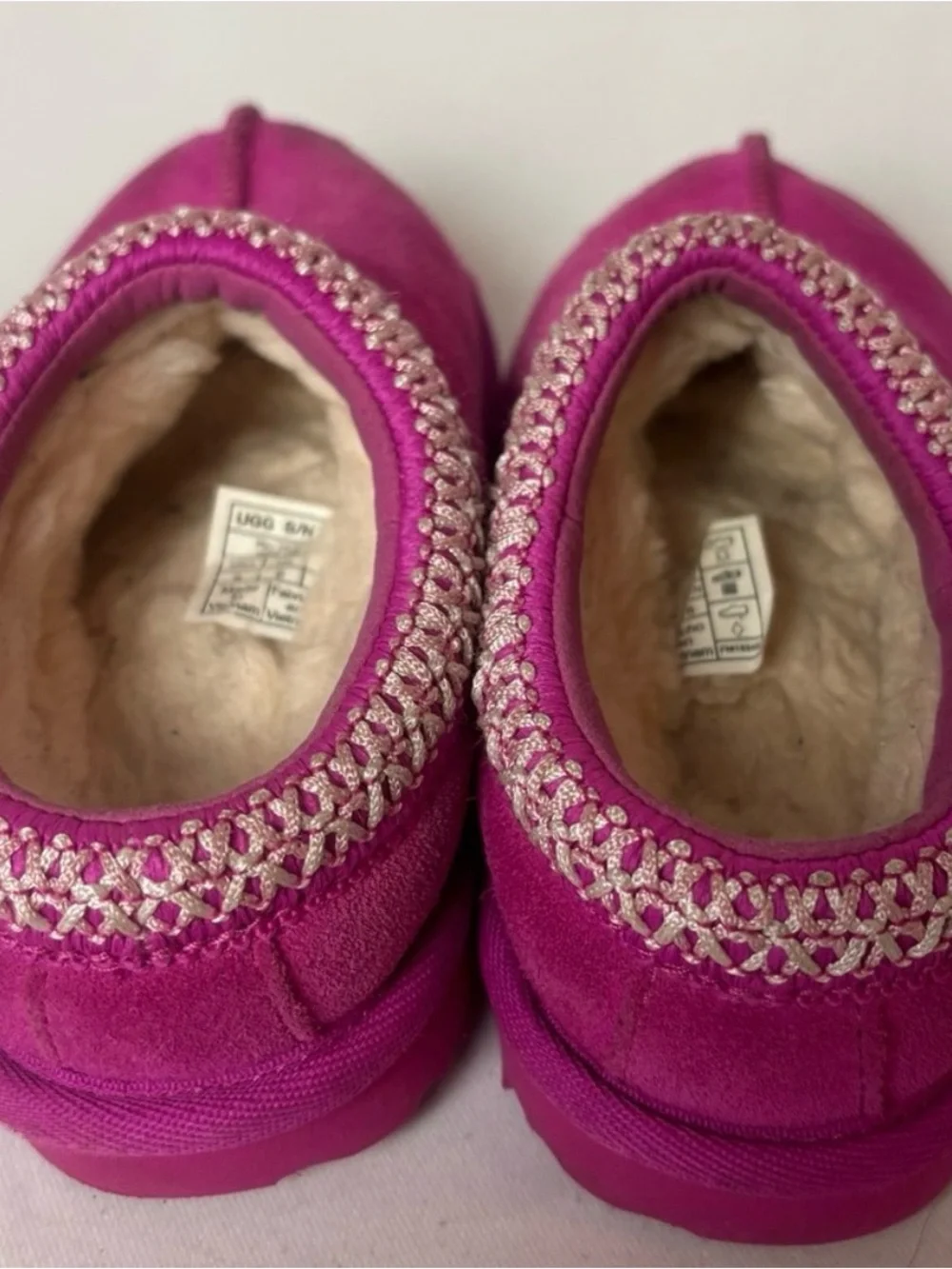 UGG Kids Hot Pink Suede Shearling-Lined Clog Slippers